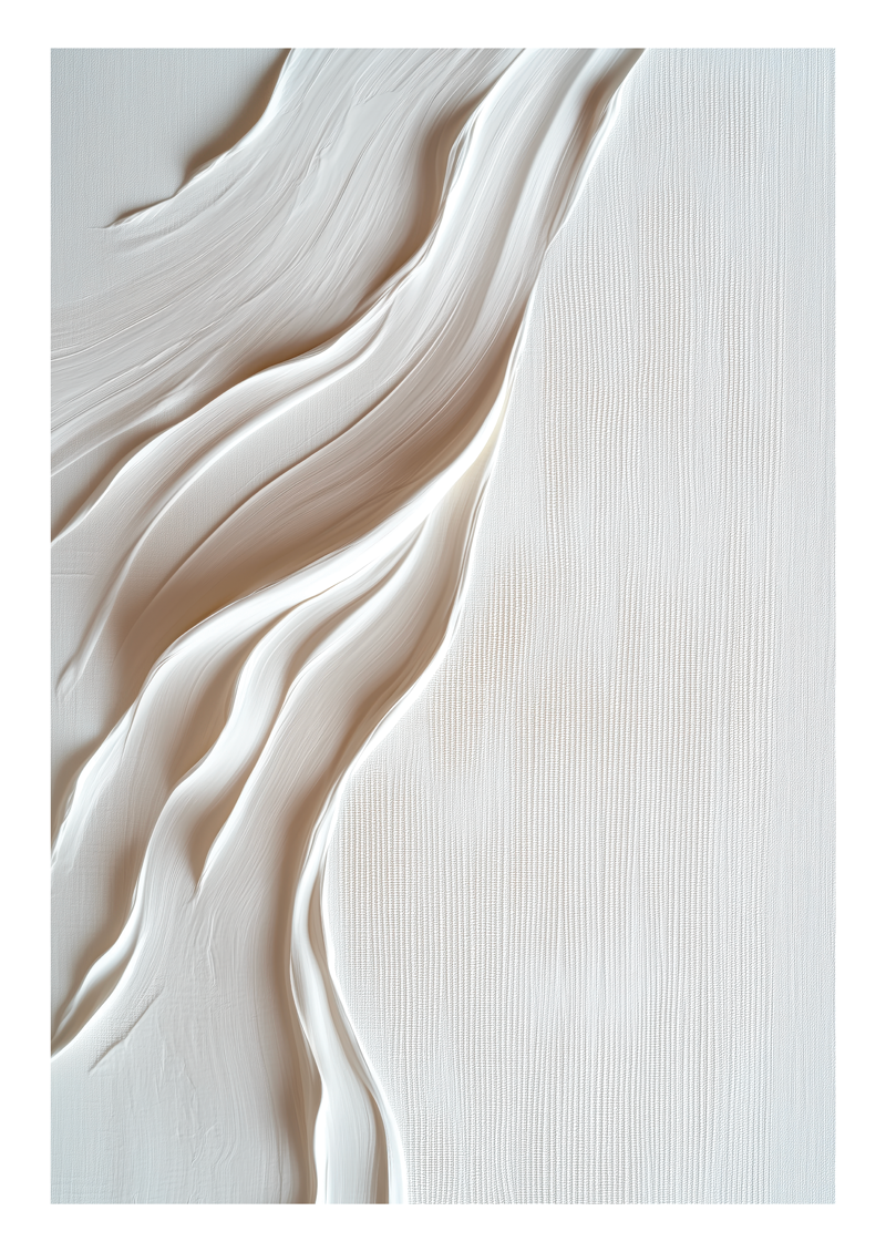 Affiche murale minimaliste de plâtre modelé à la truelle, sur toile de lin.