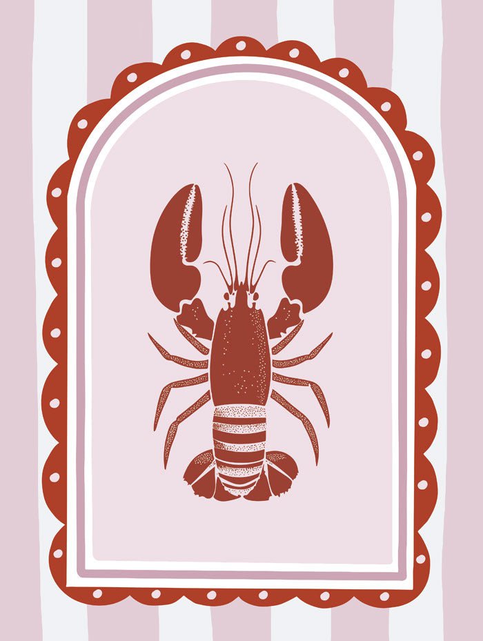 Poster déco pop d'un homard rouge en format 30x40cm