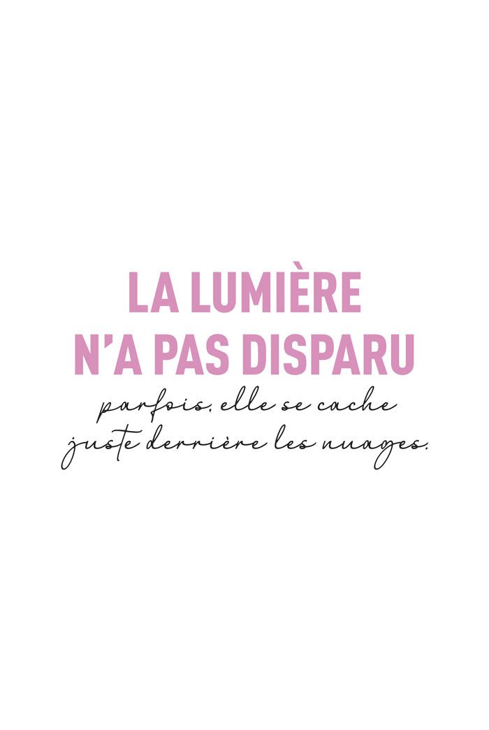 Poster chrétien en rose et noir d'une phrase philosophique sur fond blanc
