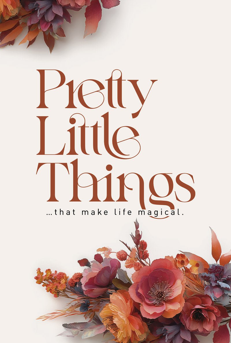 Taille 40x60cm de l'affiche typographie marron et fleurs aux couleurs chaudes