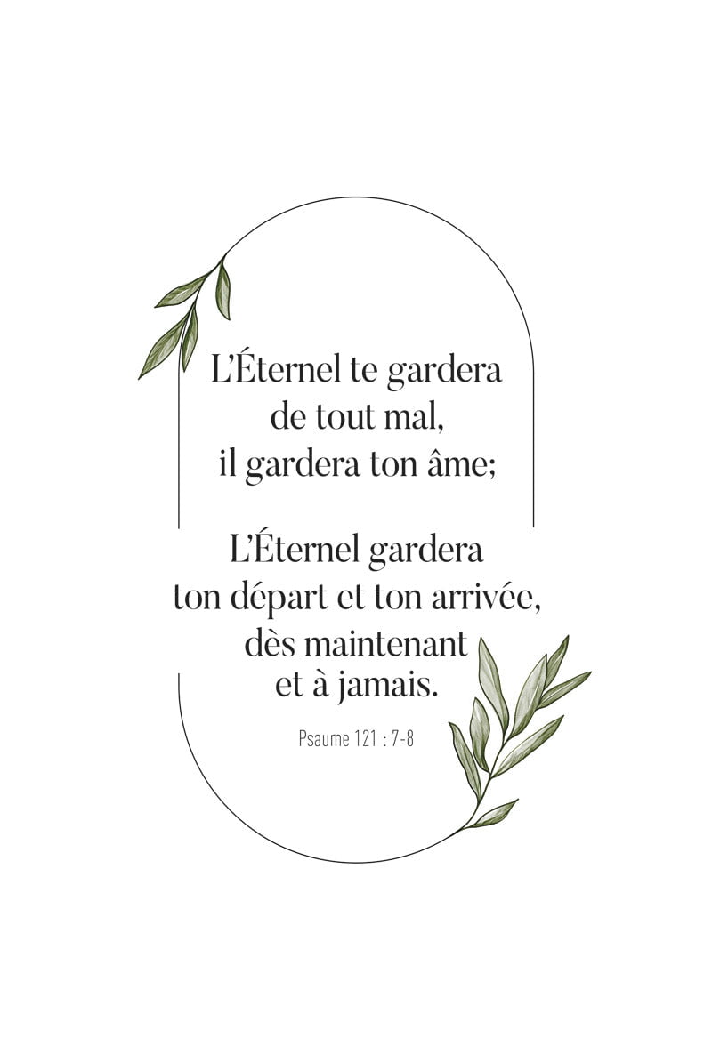 Affiche typographie verset de la bible avec feuilles d'olivier en format 40x60cm