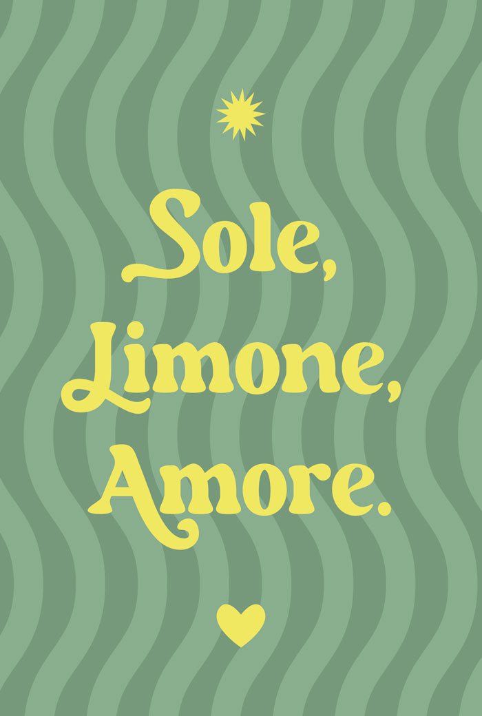 poster été typo sole limone amore en taille 40x60cm