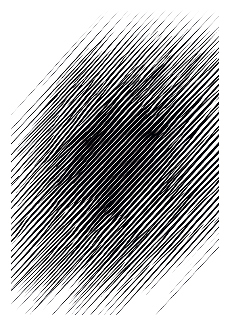 Affiche murale surréaliste d'une illusion d'optiques faite de lignes noires sur fond blanc.