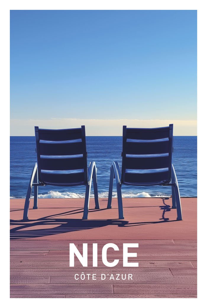 Poster mer et plage vue mer nice cote d'azur taille 40x60 cm