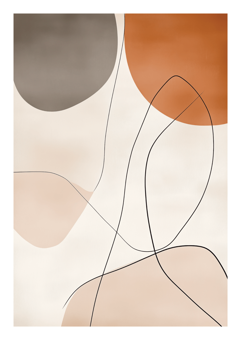 Affiche Wabi-Sabi abstraite au couleur terre et aux formes organiques.