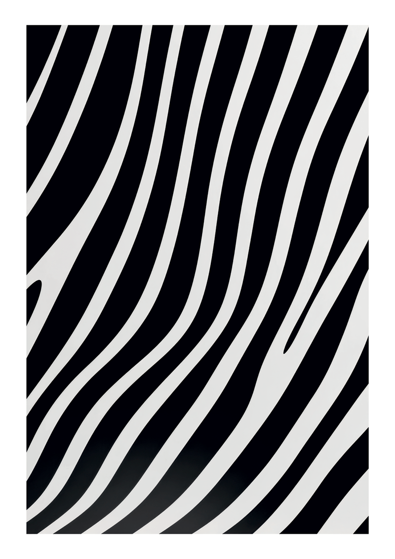 Affiche murale contemporaine de lignes noires et blanches avec une bordure blanche.