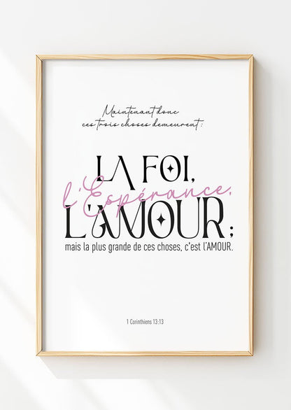 1 Corinthiens 13:13 - Affiche Chrétienne