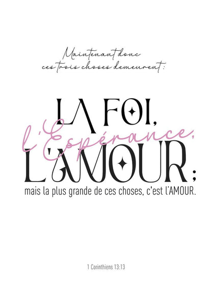 1 Corinthiens 13:13 - Affiche Chrétienne
