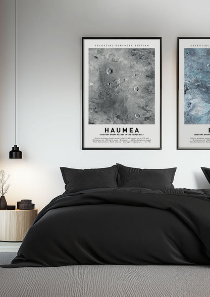 Affiche murale espace d'Hauméa, mise en situation dans une chambre à coté d'une autre affiche.