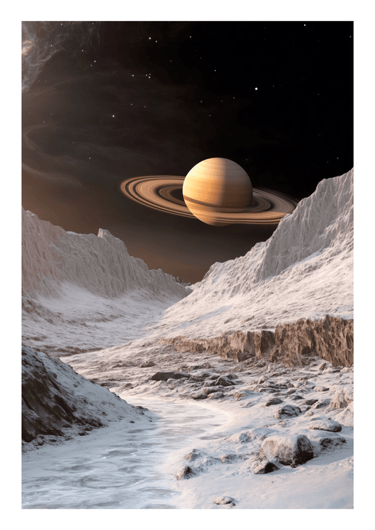 Affiche murale espace de Saturne vue depuis Europe, une lune de Jupiter.