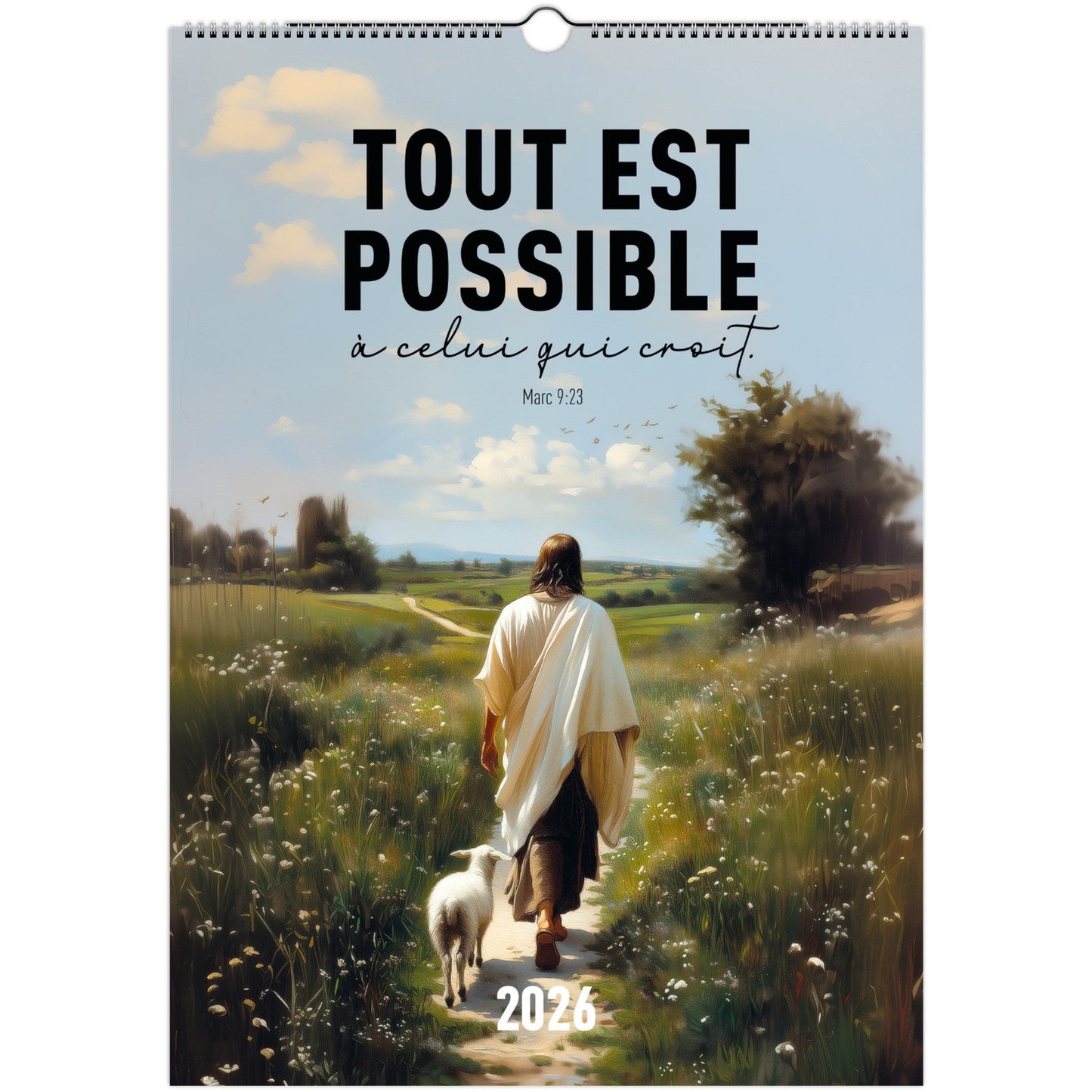 Couverture du calendrier 2026 biblique retraçant la vie de dieu