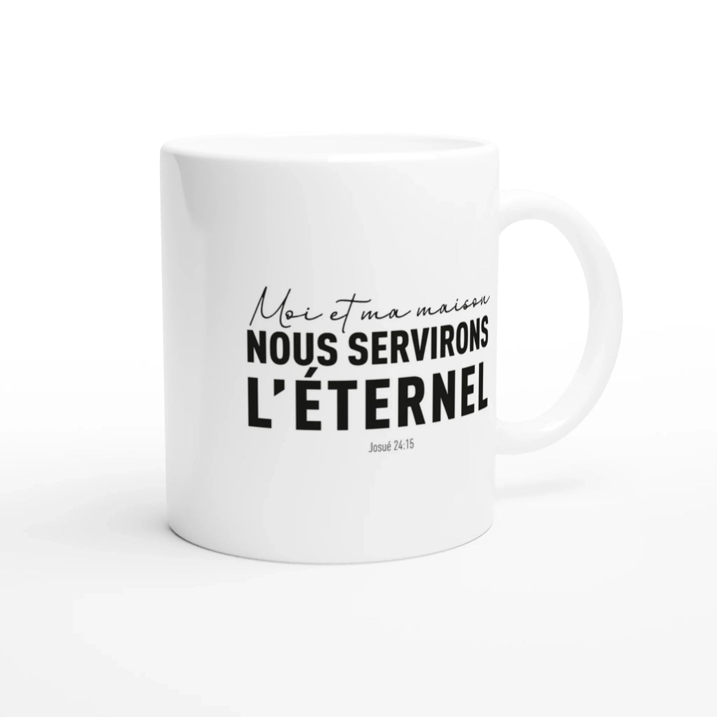 Mug en céramique avec texte tiré d'un verset de la bible livre Josué 24:15