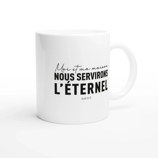 Mug en céramique avec texte tiré d'un verset de la bible livre Josué 24:15