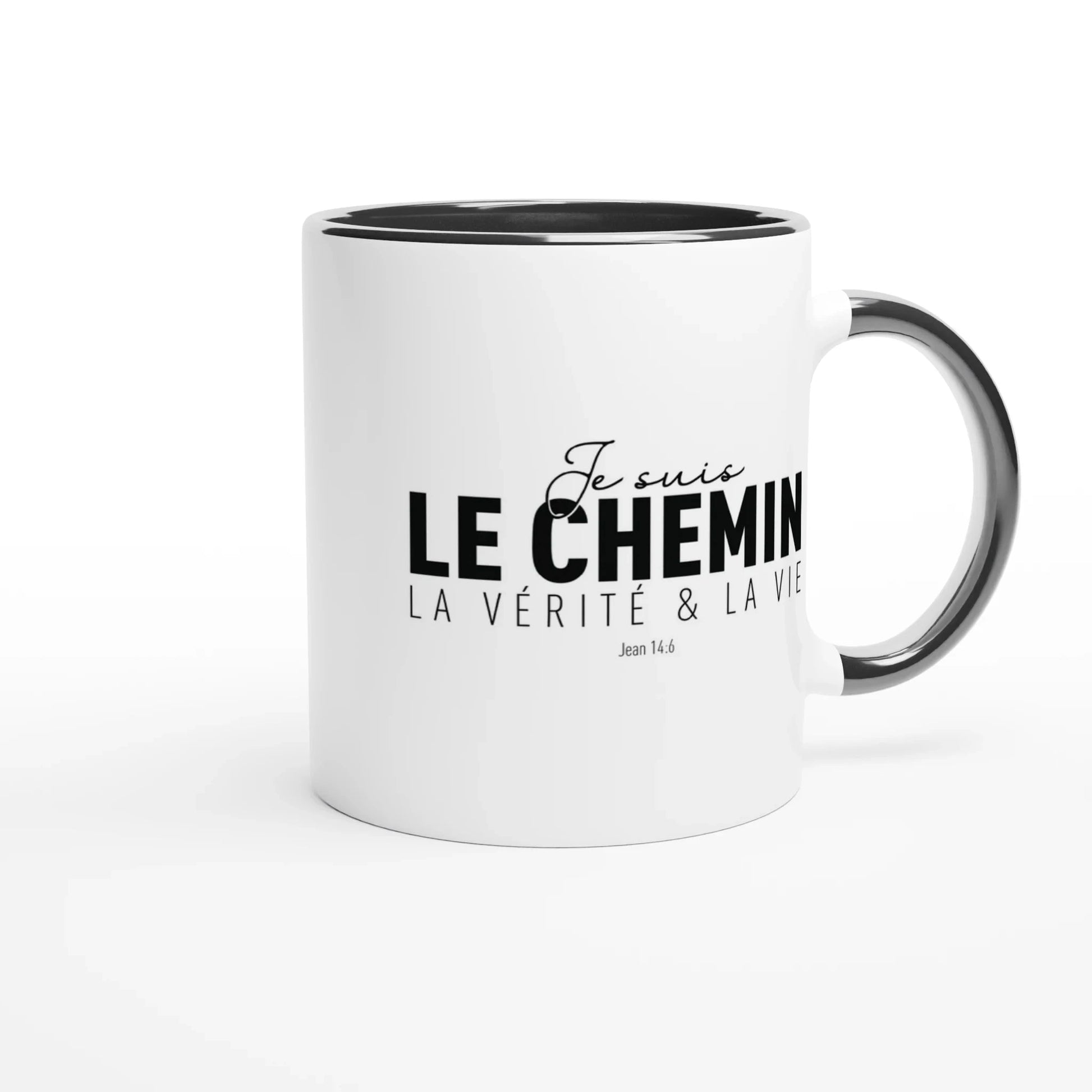 Tasse chrétienne en céramique noire et blanche du verset de la bible Jean 14:6