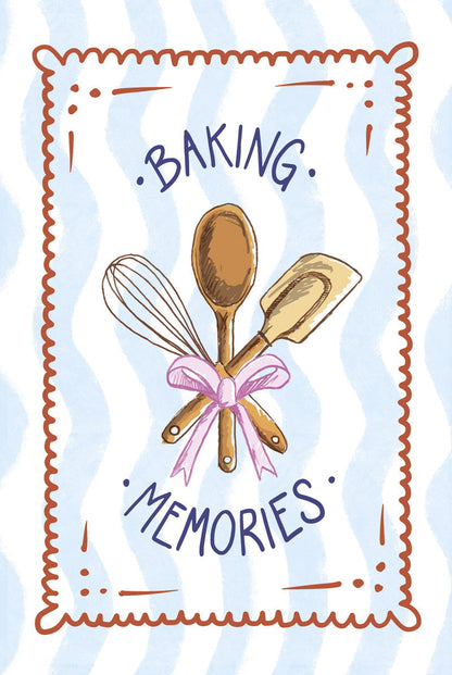 Affiche cuisine en format 40x60 cm représentant des ustentiles à patisserie sur fond bleu et blanc