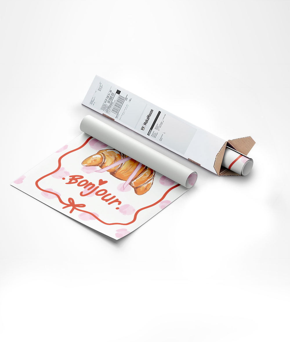 Emballage de l'affiche illustration croissant brunch dans un carton triangulaire