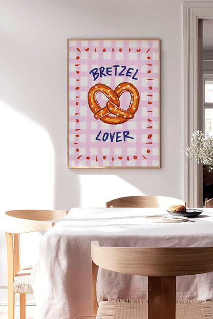 Affiche cuisine bretzel lover encadrée sur le mur d'une cuisine