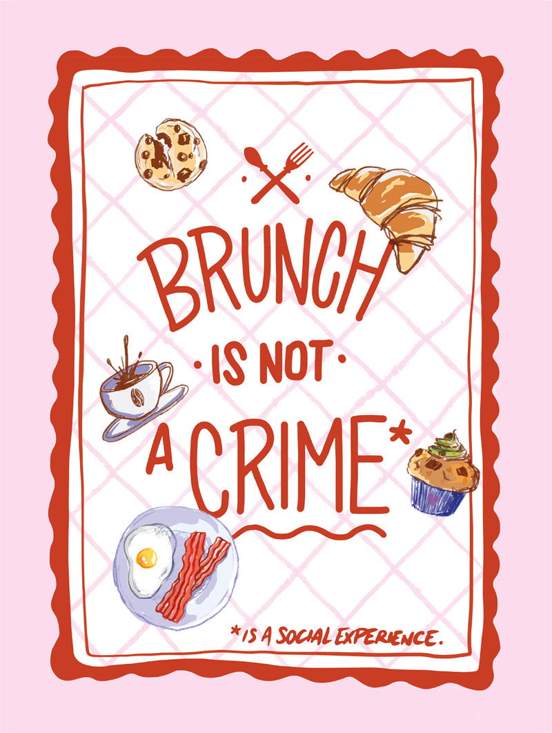 Poster illustration représentant un oeuf, un café, un muffin, un cookie en format 30x40cm