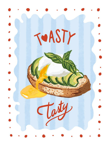 Affiche illustration toast d'avocat et oeuf en format 30x40cm