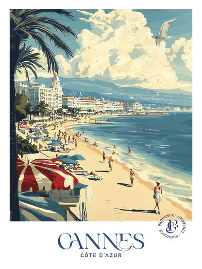 Poster ville été cannes cote d'azur en format 30x40 cm
