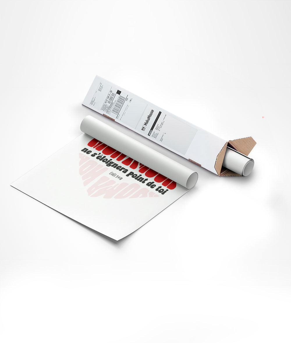 Poster chrétien verset biblique "mon amour" enroulée sur tube et mis dans un carton