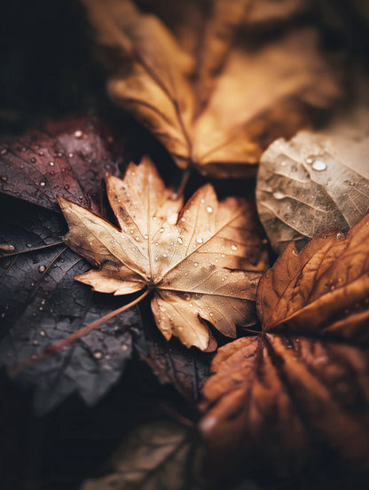 poster automne jolies feuilles de platanes en gros plan en format 40x60cm