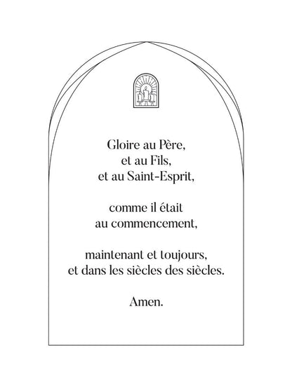Poster citation prière "gloire au père" au centre d'une voute, en noir et blanc, en format 30x40cm