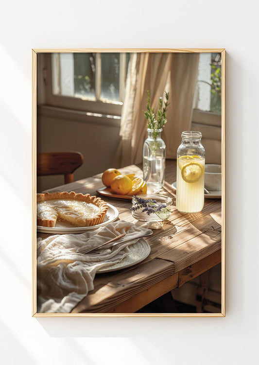 Affiche automne d'une photographie montrant une gouter à la campagne dans un cadre en bois