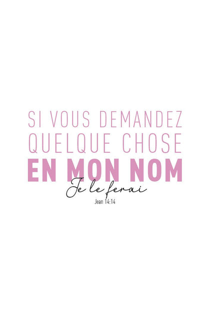 poster citation bible Jean 14:14 version rose et noir format 40x60cm