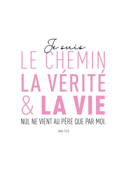 Poster citation jésus en coloris rose et noir, en taille 30x40cm