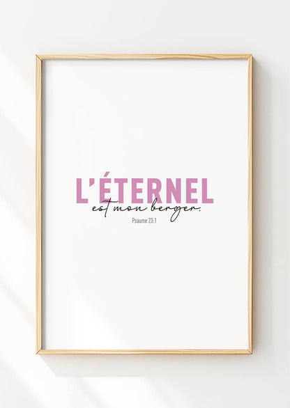 Affiche chrétienne citation rose et noir, d'un verset de la bible dans un cadre en bois.