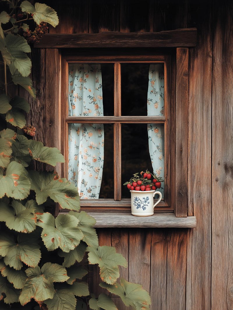 Format 30x40cm du poster automne d'une maison rustique à la campagne