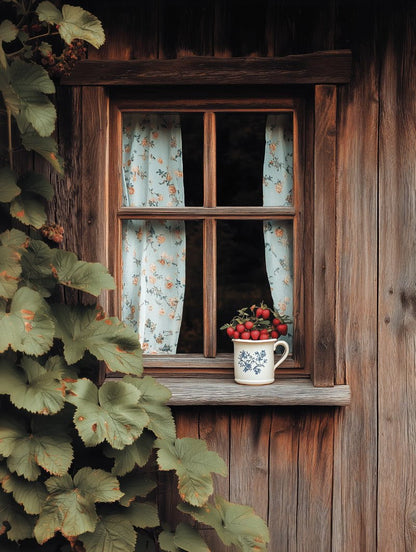 Format 30x40cm du poster automne d'une maison rustique à la campagne