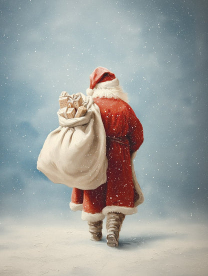 Format 40x60cm du poster de noel vu de dos avec sa hotte