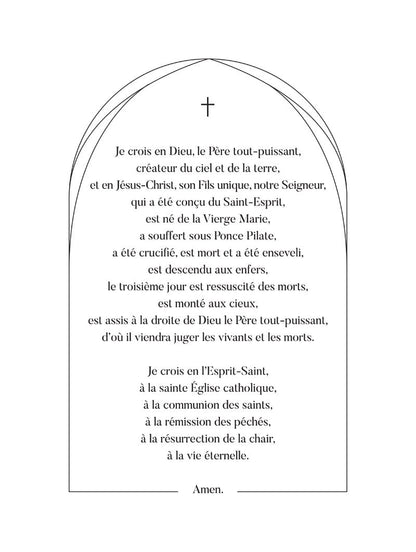 Poster chrétien de la prière "le credo" au centre d'une voute, en format 30x40 cm