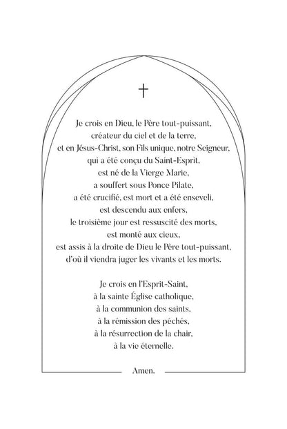 Poster chrétien illustrant la prière "le credo" en typo noir sur fond blanc, en taille 40x60cm