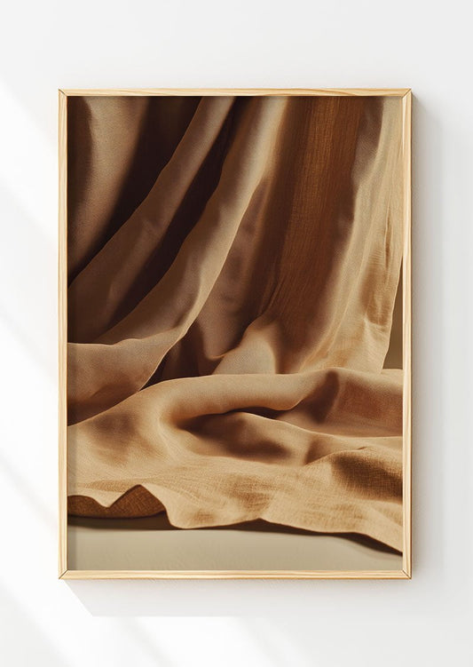 Poster mural minimaliste d'une photo d'un drap de lin marron dans un cadre bois