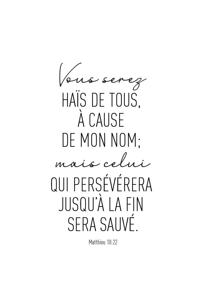 Poster bible citation verset Matthieu 10:22 en format 40x60cm