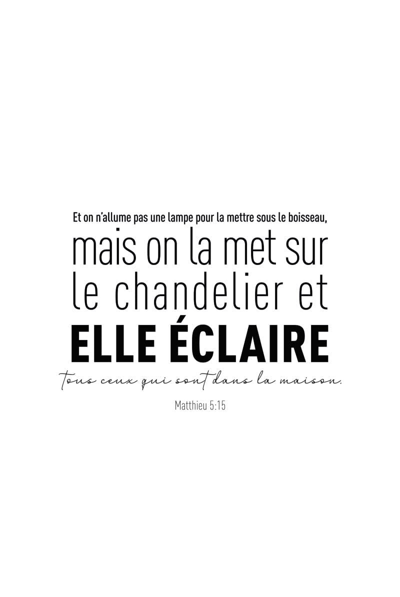 Poster chrétien verset de la bible en typo noir en format 40x60 cm