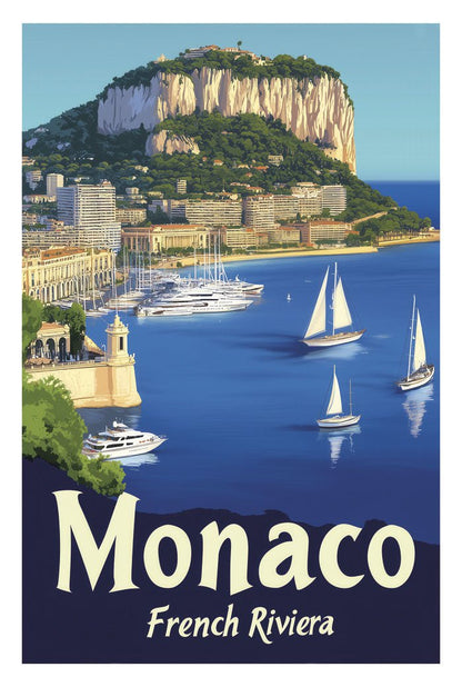 Poster ville vintage monaco french riviera