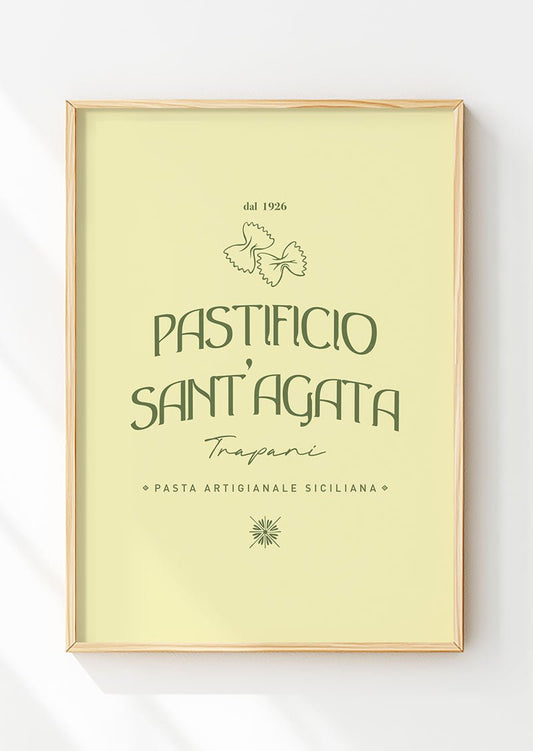 Poster été typographie vintage Pastificio sant'agata dans un cadre en bois