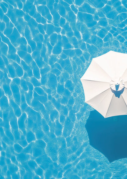 Affiche été piscine et parasol vu du dessus