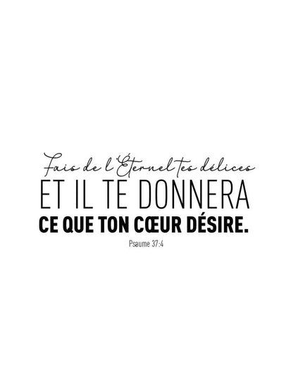 affiche typographie psaume 37:4 texte noir en format 30x40cm