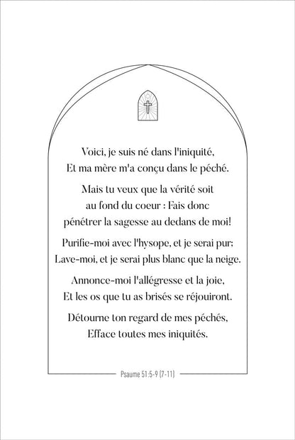 Affiche citation bible du psaume 51:5-7 dans une voûte en format 40x60cm