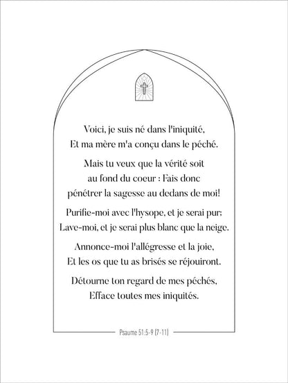 Format 30x40cm du poster chrétien d'un psaume de la bible, dans une voute avec médaillon