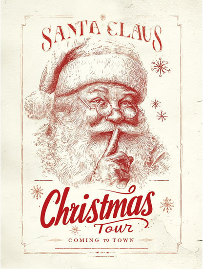 Format 30x40cm du poster de noel père noel rétro christmas tour avec typographie