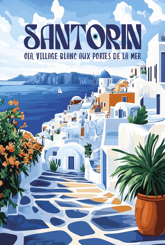 Poster été santorin affiche ville grece 