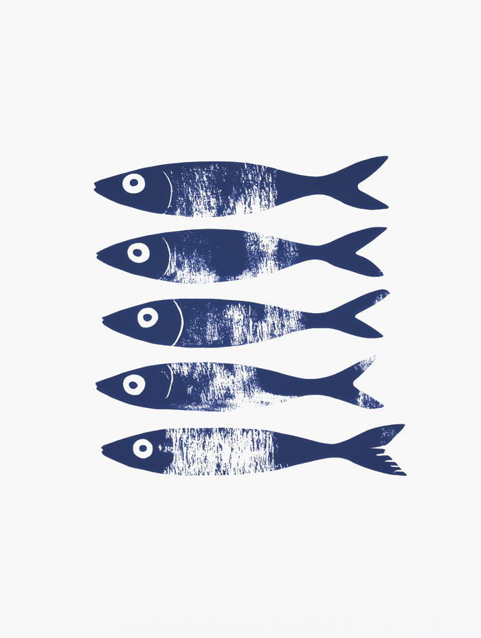 Poster déco été sardines bleues format 30x40 cm