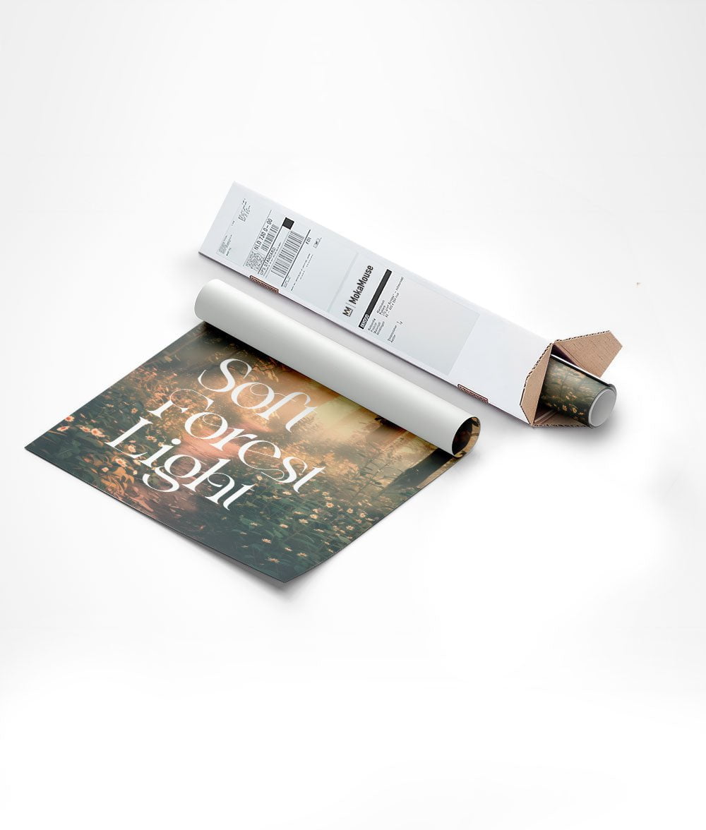 Mise en carton triangulaire du poster automne d'une illustration de foret 