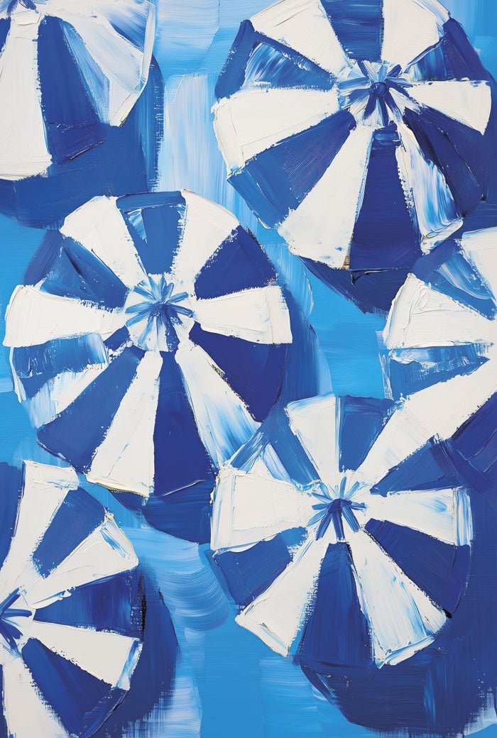 Poster mer et plage parasol vu d'en haut en format 40x60 cm